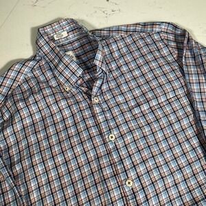 Peter Millar Men's Medium Plaid Button-Down Shirt 100% Cotton Casual Dress